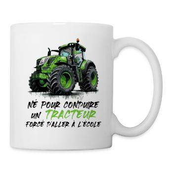 Né pour conduire un tracteur forcé allerl école - Mug blanc - blanc - Droite