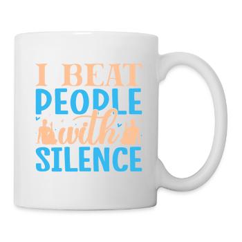 Yoga I Beat People With Silence Funny Yoga - Tasse - Weiß - Rechts