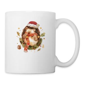 Niedlicher Weihnachtsigel Cute Christmas Hedgehog - Tasse - Weiß - Rechts