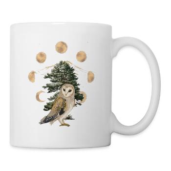 Owl Owls Moon Phase Moon Full Moon - Mug - white - Right