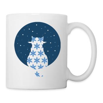 Chat regardant les flocons de neige - Mug blanc - blanc - Droite
