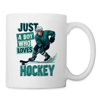 Eishockey, Eishockeyspieler, Junge - Tasse - Weiß - Rechts