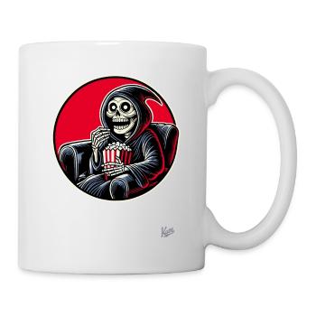 Grim Reaper Cineast mit Popcorn - Tasse - Weiß - Rechts
