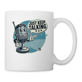 Vintage Cartoon Mikrofon, Reden Sie einfach weiter - Tasse - Weiß - Rechts