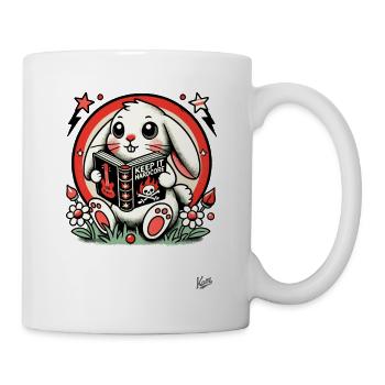 Niedliches Häschen liest ein Buch: Bleibe Hardcore - Tasse - Weiß - Rechts