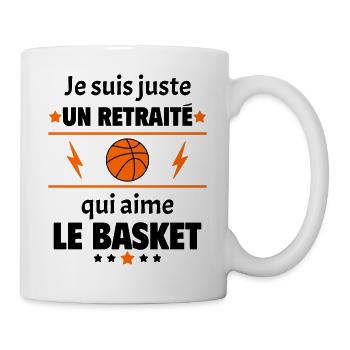 Juste un retraité qui aime le basket, retraite - Mug blanc - blanc - Droite
