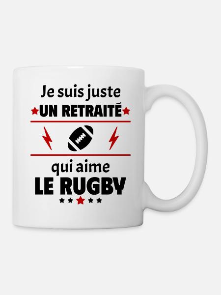 Juste un retraité qui aime le rugby, retraite - Mug blanc - blanc