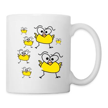 Sieben Hüner zieben Stück lustig - Tasse - Weiß - Rechts