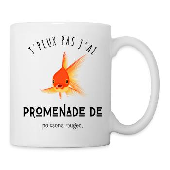 J’peux pas j’ai promenade de poissons rouges - Mug blanc - blanc - Droite