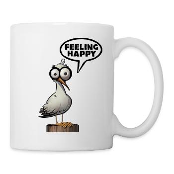 Feeling Happy Seagull Fun Shirt Gift Idea - Mug - white - Right