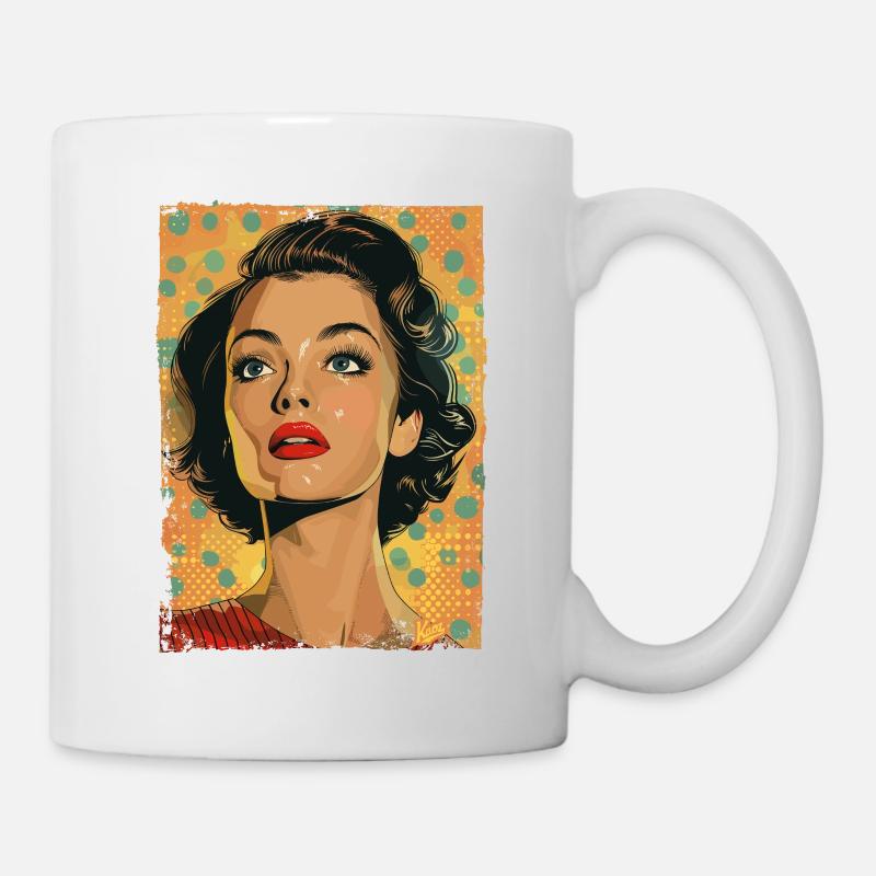 Classique Rétro Pop Art Femme - Mug blanc - blanc