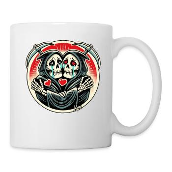 Grim Reaper twins crying and hugging each other - Mug - white - Right