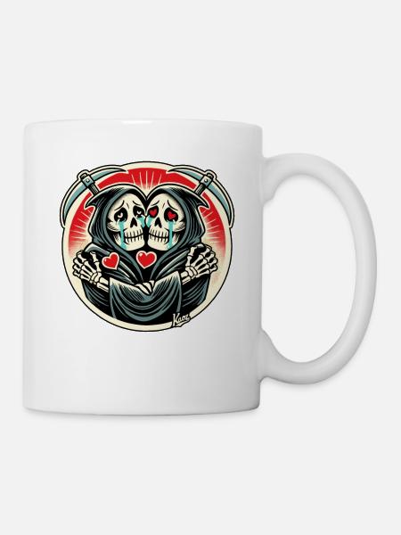 Sensenmann Zwillinge weinen und umarmen sich - Tasse - Weiß