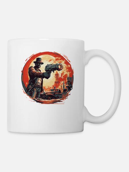 Sci-Fi-Strahlenkanonen-Showdown - Tasse - Weiß