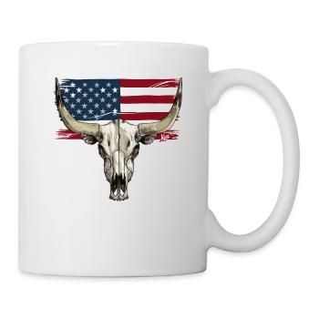 Cow and Bull Skull with USA Flag - Mug - white - Right