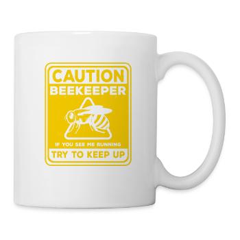 Caution Beekeeper If You See Me Running Apiarist - Tasse - Weiß - Rechts