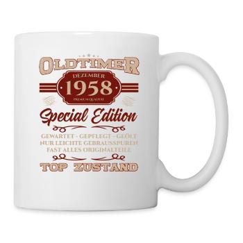 66. Geburtstag Oldtimer Dezember 1958 Jahrgang 58 - Tasse - Weiß - Rechts