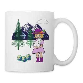 Fille Lapin Lapin Montagnes Nature Enfants Enfant - Mug blanc - blanc - Droite