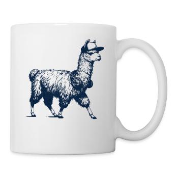 Lama avec casque - Mug blanc - blanc - Droite