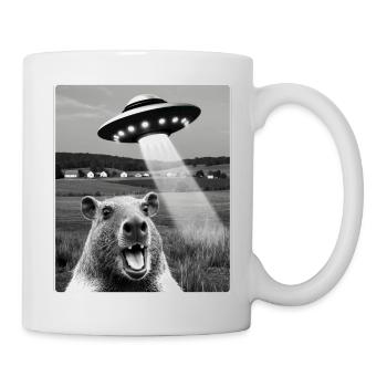 capybara Selfie With Alien UFO Funny capybara Gift - Mug - white - Right