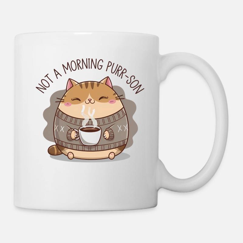 Chat du Matin - Purrfection Café - Mug blanc - blanc