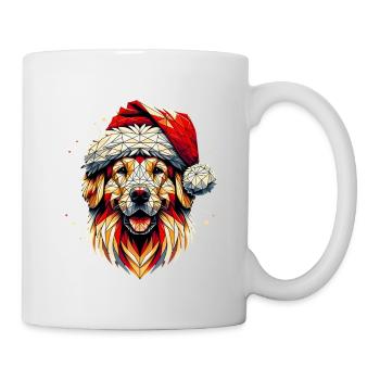 Polygon Art - Golden Retriever Santa Hat - Mug - white - Right