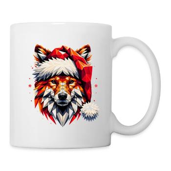 Polygon Art - Fox with Santa Hat - Mug - white - Right
