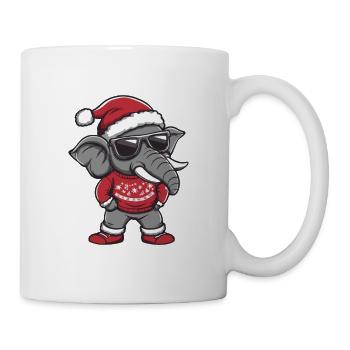 Elefant Weihnachten Comic Cool - Tasse - Weiß - Rechts