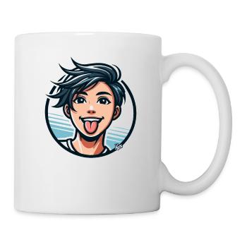 Comic Cartoon Stil: Frecher Junge - Tasse - Weiß - Rechts