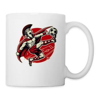 Guerrier spartiate avec ballon jouant au football - Mug blanc - blanc - Droite