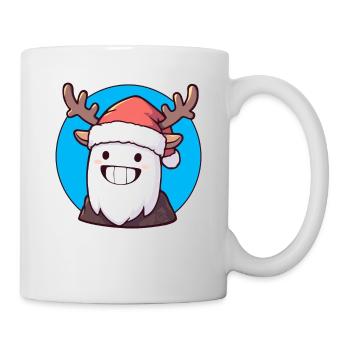 Weihnachts-Yeti mit Geweih und Weihnachtsmütze - Tasse - Weiß - Rechts