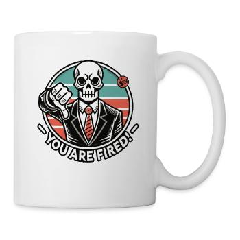 Skeleton says you're fired with thumbs down - Mug - white - Right
