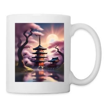 Japanese buildings during sakura - Mug - white - Right