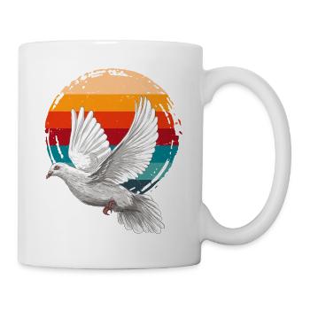 La paix en mouvement – Colombe au coucher du soleil - Mug blanc - blanc - Droite