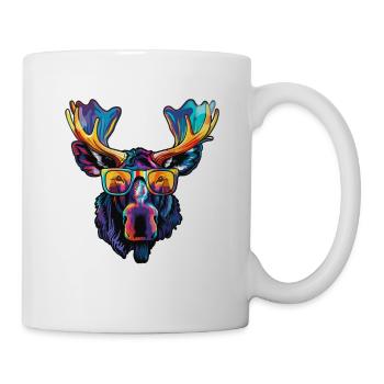 Lustiger Elch mit Sonnenbrille für einen Elch Fan - Tasse - Weiß - Rechts