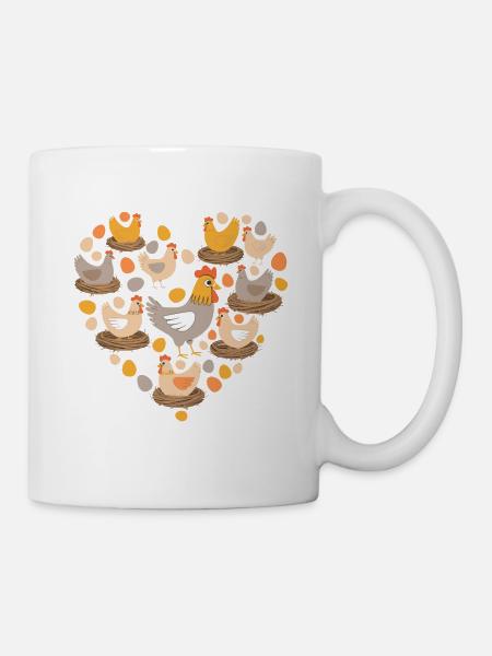 Hühner Herz Henne Huhn Hahn Herzform - Tasse - Weiß