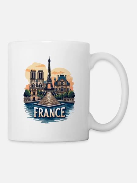 Paris Eiffelturm Bonjour Souvenirs - Tasse - Weiß