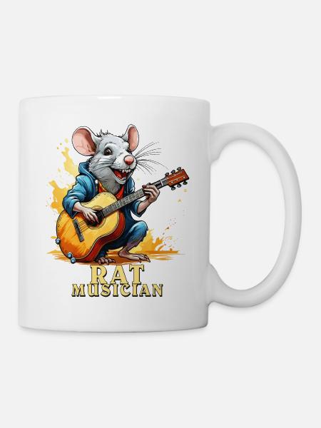 RATTE GITARRE RAT MUSICIAN - Tasse - Weiß
