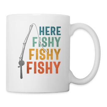 Funny Fishing Graphic - Here Fishy Vintage - Mug - white - Right