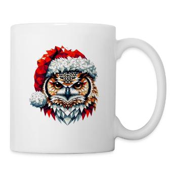 Polygon Kunst Eule Uhu Weihnachtsmütze Original - Tasse - Weiß - Rechts