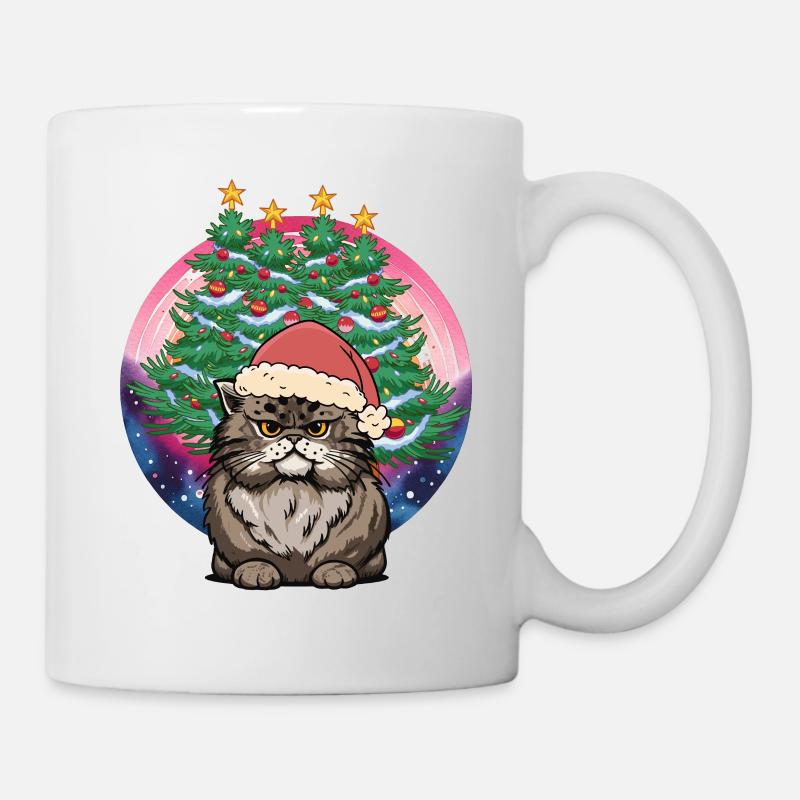 Chat de Noël Père Noël Père Noël Père Noël - Mug blanc - blanc