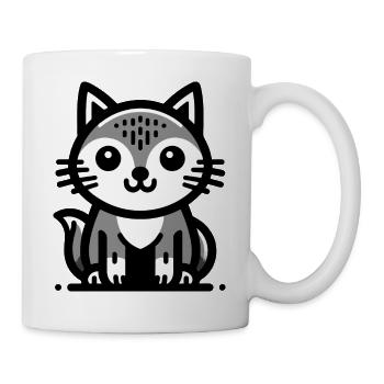 Niedliche Cartoon-Katze - Tasse - Weiß - Rechts