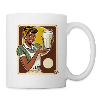 Femme au foyer africaine présentant du bon lait - Mug blanc - blanc - Droite