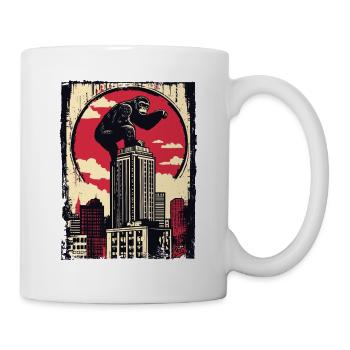 Funny chimpanzee climbs skyscraper - Mug - white - Right