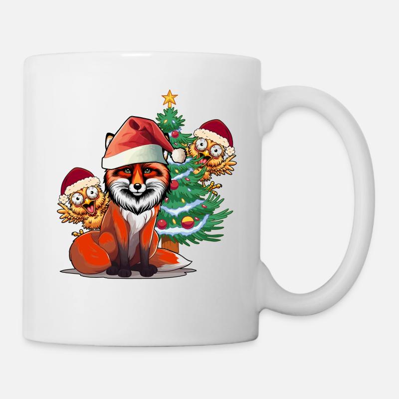 Fox Chicken Coop Poulets de Noël Arbre de Noël - Mug blanc - blanc