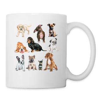 Chiens mignons.Chiots mignons de différentes races de chiens - Mug blanc - blanc - Droite