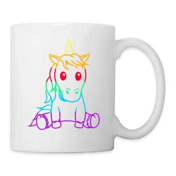 LGBT Einhorn Gay Pride Regenbogenfahne Pferd - Tasse - Weiß - Rechts