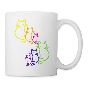 Regenbogen Katzen Katze 80er 90er Vintage Kätzchen - Tasse - Weiß - Rechts