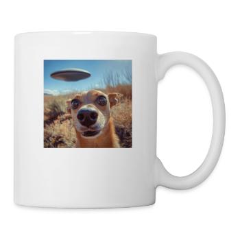 Selfie de chien avec des OVNI, imprimé étrange - Mug blanc - blanc - Droite