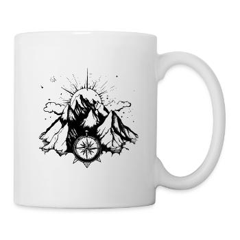 Berge Kompass Symbol - Tasse - Weiß - Rechts